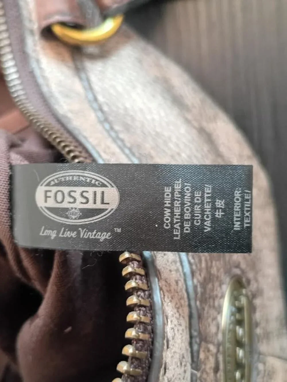 FOSSIL EXPLORER MEDIUM CROSSBODY TRIPLE ZIPPER GOLD TAN CROSSBODY LEATHER BAG